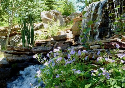 waterfall landscape design with flower