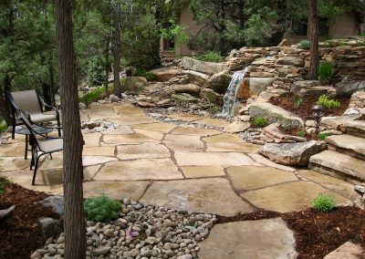 paver patio with water feature
